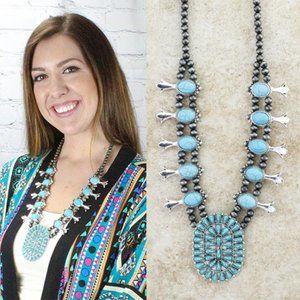 Navajo Pearl & Turquoise Concho Necklace